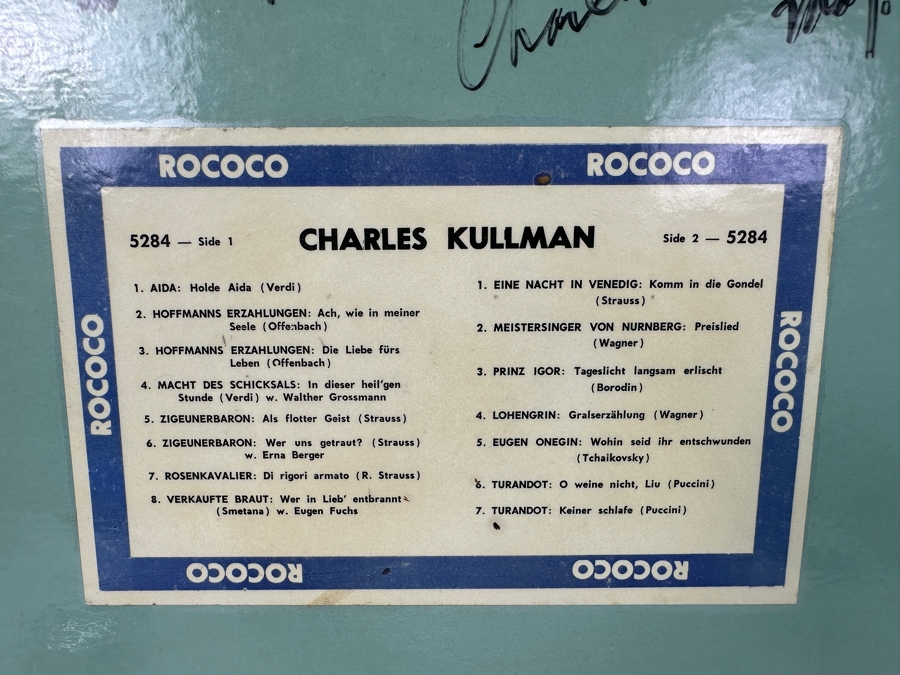 Charles Kullman (1903-1983) American Tenor Signed & Personalized Vinyl Record Rococo Label [Photo 4]