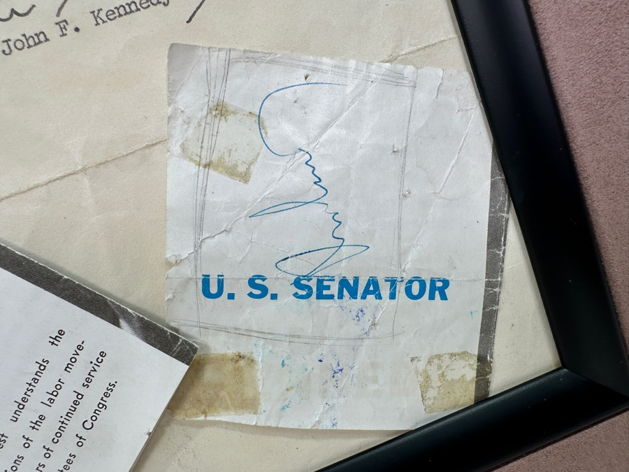 Hand Signed October 12, 1960 John F. Kennedy For President Typed Letter Personalized To Client Elliot Palay Plus Two Hand Signed JFK Signatures On JFK U.S. Senator Brochures [Photo 17]
