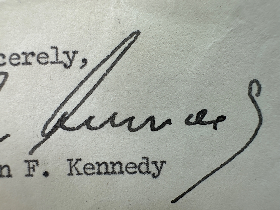 Hand Signed October 12, 1960 John F. Kennedy For President Typed Letter Personalized To Client Elliot Palay Plus Two Hand Signed JFK Signatures On JFK U.S. Senator Brochures [Photo 12]