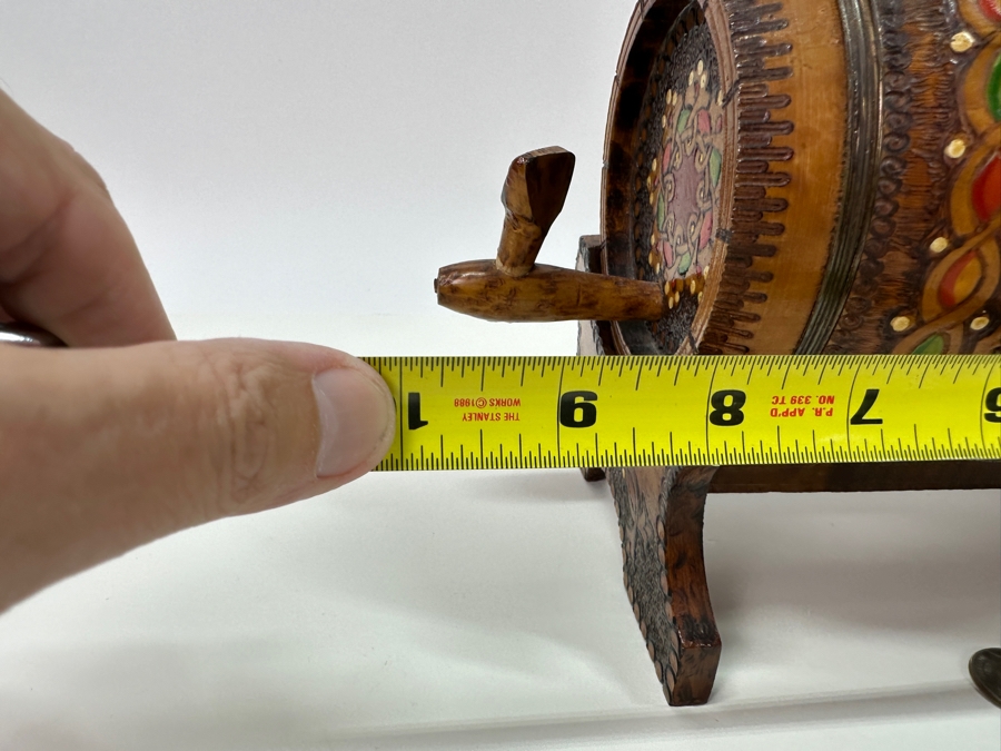 Vintage Hand Painted Wooden Keg on Stand 10'W [Photo 8]