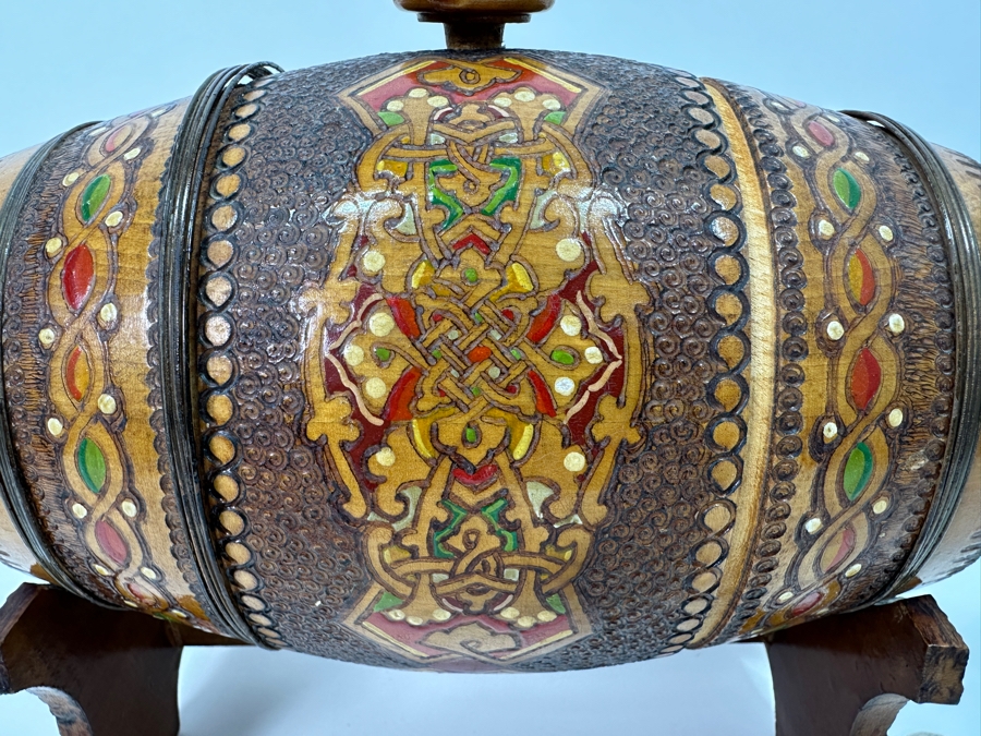 Vintage Hand Painted Wooden Keg on Stand 10'W [Photo 4]