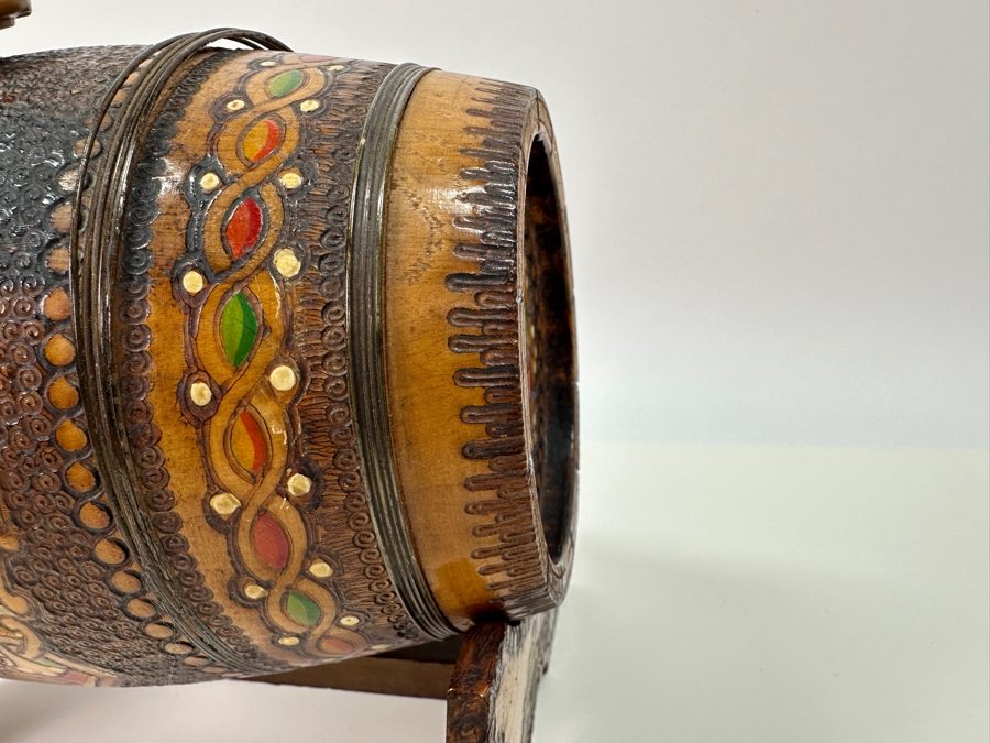 Vintage Hand Painted Wooden Keg on Stand 10'W [Photo 9]