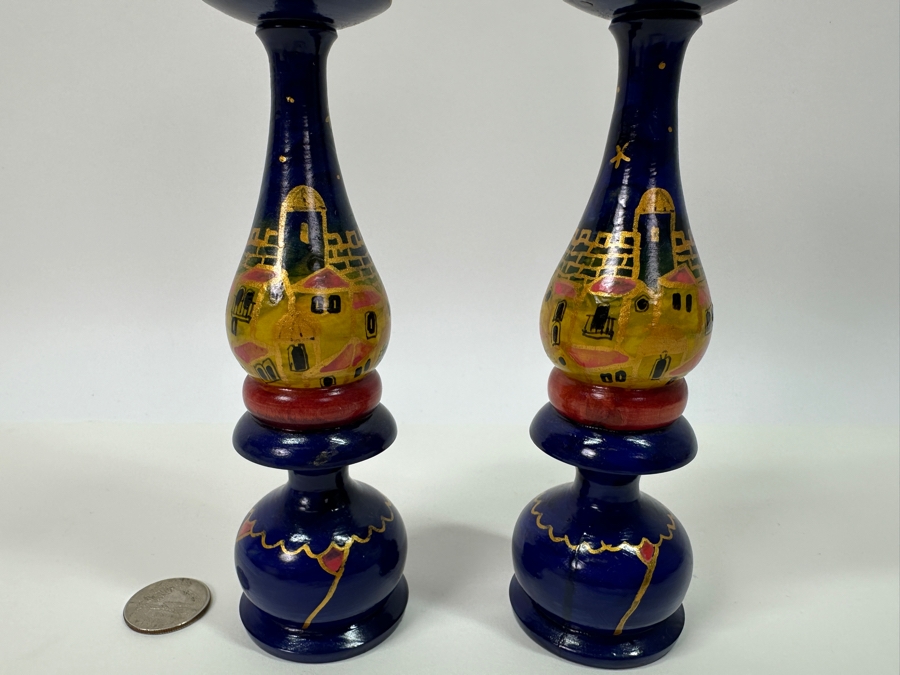 Zina Jerusalem Hand Painted Candlesticks 9'H [Photo 2]