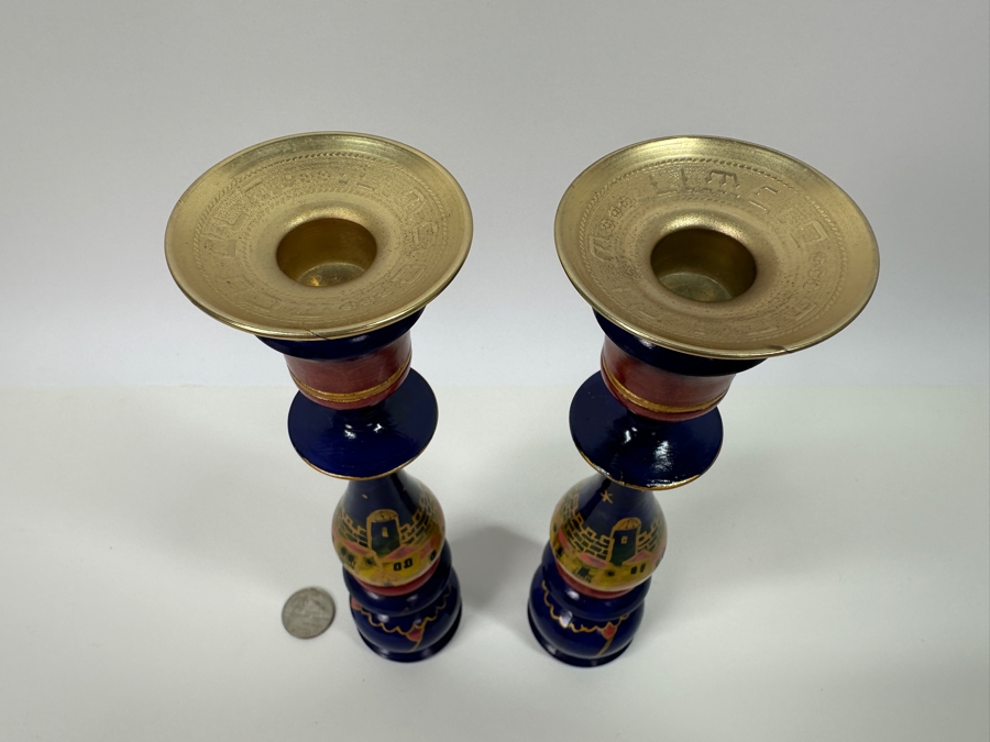 Zina Jerusalem Hand Painted Candlesticks 9'H [Photo 3]