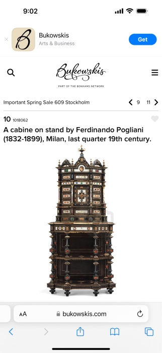 Ferdinando Pogliani (1832-1899, Milan, Italy) Stunning Inlaid Bone With Ebony Wooden 3-Drawer Stand Table Signed - See Photos [Photo 14]
