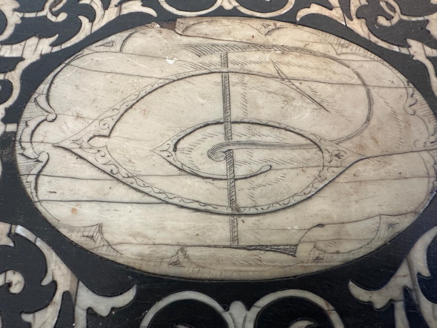 Ferdinando Pogliani (1832-1899, Milan, Italy) Stunning Inlaid Bone With Ebony Wooden 3-Drawer Stand Table Signed - See Photos [Photo 6]