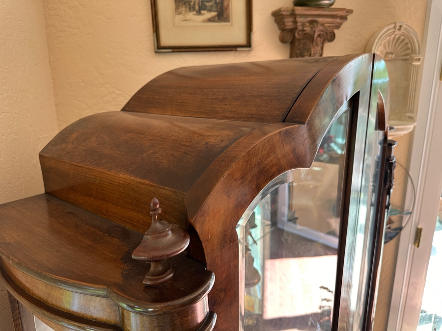 Beautiful Antique Carved Wooden Curio Display Cabinet With Glass Front & Sides 40”W X 16.5”D X 71.5”H [Photo 6]