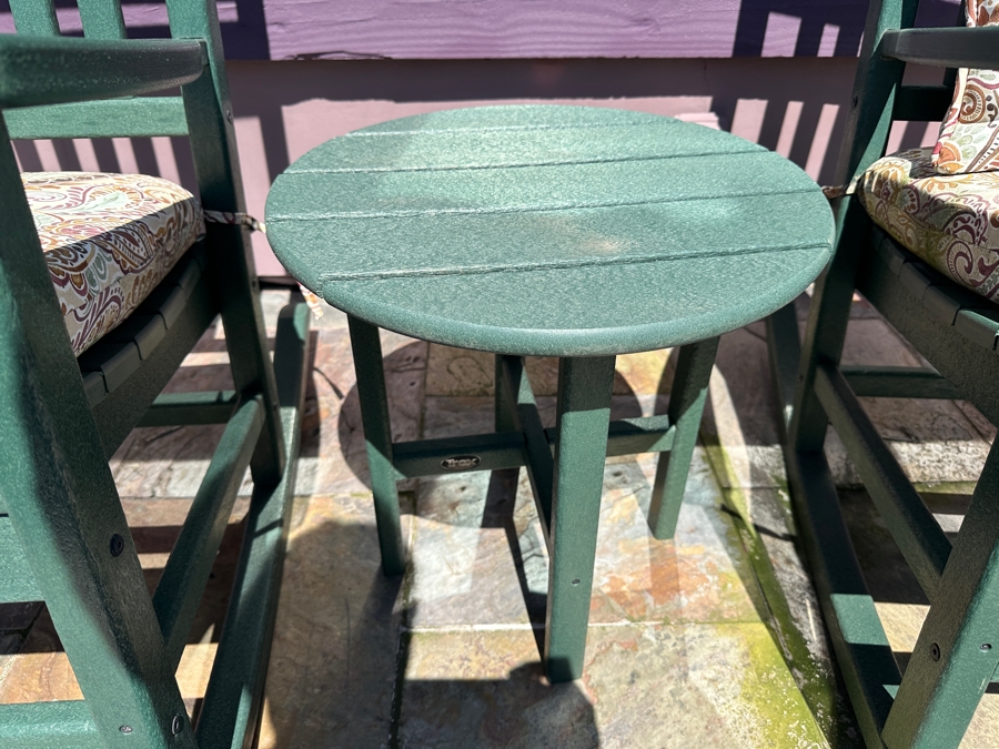Trex Outdoor Furniture Green Yacht Club Rocking Chair Set with Two Chairs and Side Table [Photo 4]