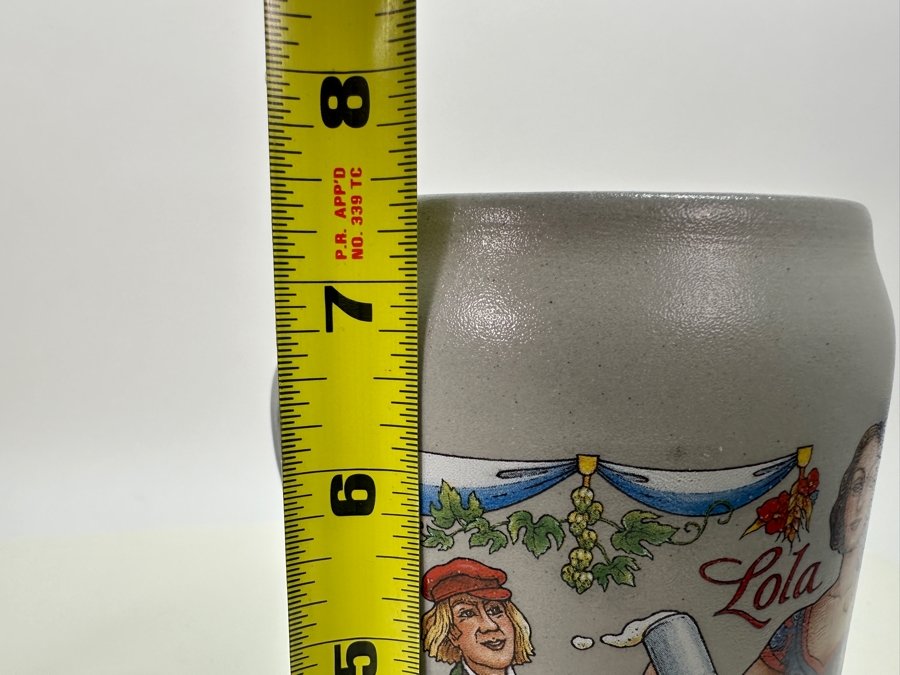 Pair Of Limited Edition Official Munich Oktoberfest 2017 Lola Montez Salt Glaze Ceramic German Beer Mugs Wirtekrug 2017 7.5H 1L Retails $180 [Photo 9]