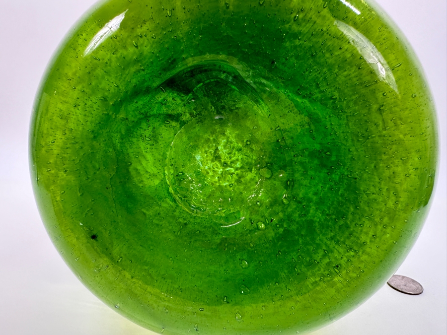 Handblown Art Glass Green Glass Pitcher 9H [Photo 3]