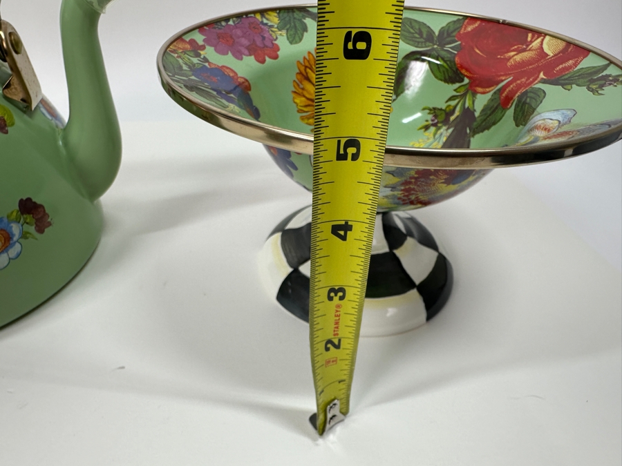 MACKENZiE-CHiLDS Metal/Enamel Flower Market Lidded Sugar Bowl, Teapot and Footed Bowl [Photo 9]