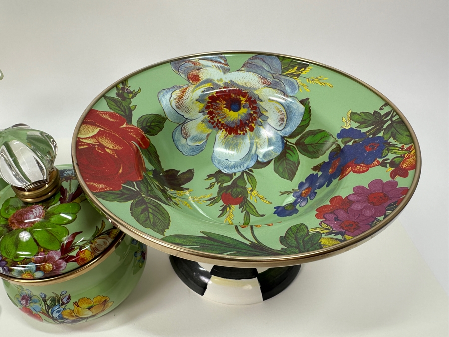 MACKENZiE-CHiLDS Metal/Enamel Flower Market Lidded Sugar Bowl, Teapot and Footed Bowl [Photo 5]