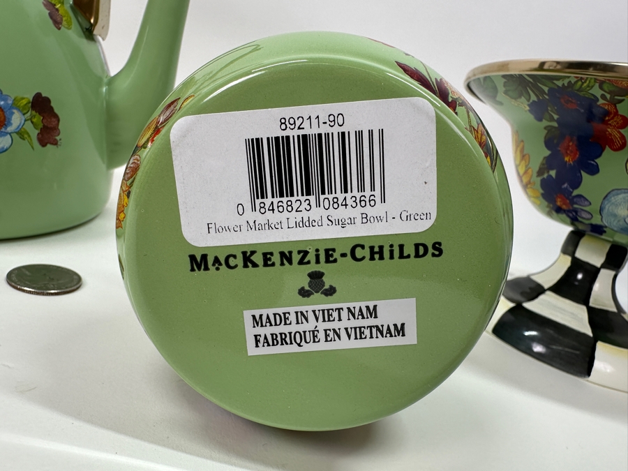 MACKENZiE-CHiLDS Metal/Enamel Flower Market Lidded Sugar Bowl, Teapot and Footed Bowl [Photo 7]