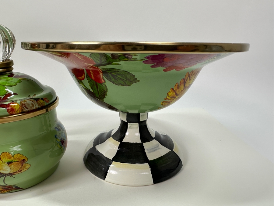 MACKENZiE-CHiLDS Metal/Enamel Flower Market Lidded Sugar Bowl, Teapot and Footed Bowl [Photo 4]
