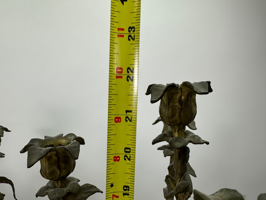 Pair of Vintage Gilt Brass Candelabra with Marble Base 22'H [Photo 8]