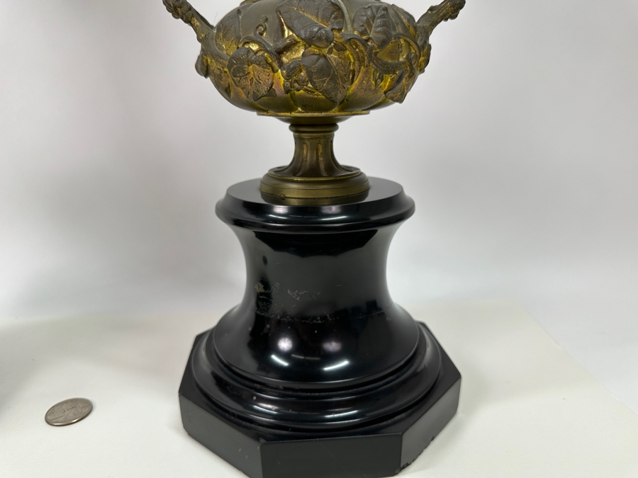 Pair of Vintage Gilt Brass Candelabra with Marble Base 22'H [Photo 6]