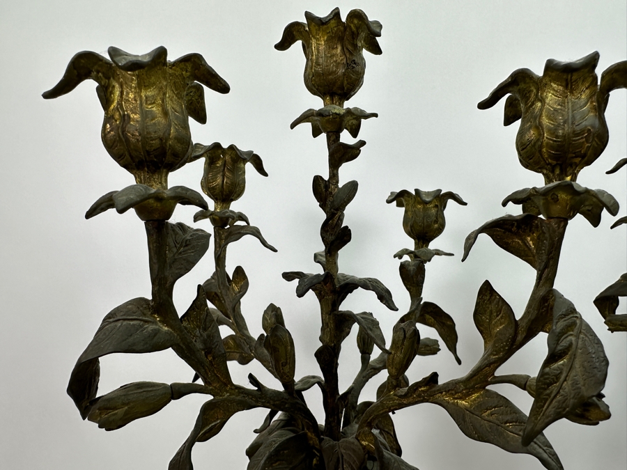 Pair of Vintage Gilt Brass Candelabra with Marble Base 22'H [Photo 3]