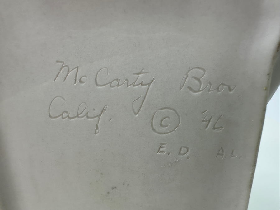 Pair of Vintage 1946 Signed McCarty Bros Calif Chinese Emperor Figurines/Planters 9'H [Photo 8]