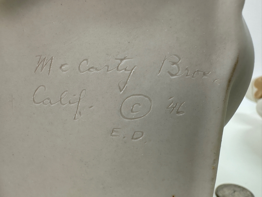 Pair of Vintage 1946 Signed McCarty Bros Calif Chinese Emperor Figurines/Planters 9'H [Photo 10]