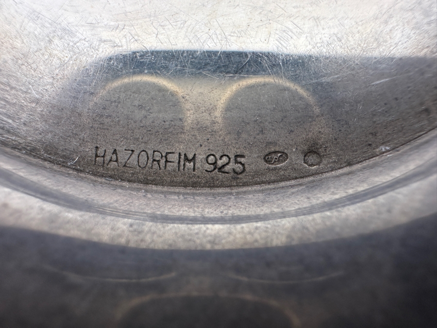 Sterling Silver Hazorfim Kiddush Set Repousse Grape Vine Motif Goblet With Sterling Silver Saucer 6H 189g [Photo 6]