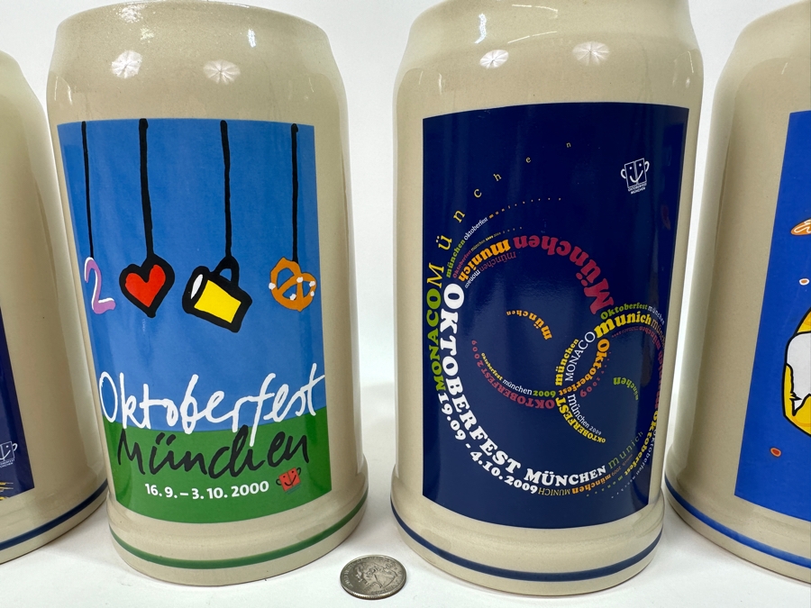 (4) 2000, 2001, 2005, 2009 Munich Oktoberfest Official Ceramic Rastal Beer Mugs 1L 7.5'H [Photo 3]