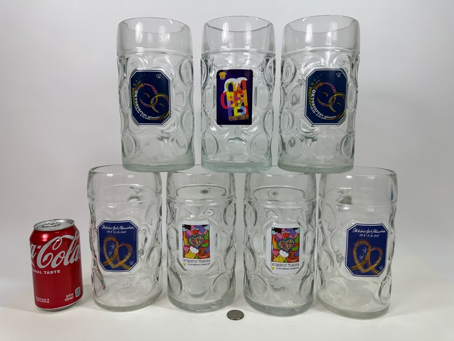 (7) Munich Oktoberfest Official Glass Gerus Beer Mugs 1L 8'H [Photo 2]
