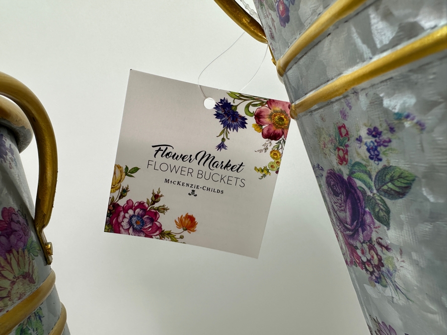 Pair of MACKENZiE-CHiLDS Flower Buckets 13'H & 15'H [Photo 3]