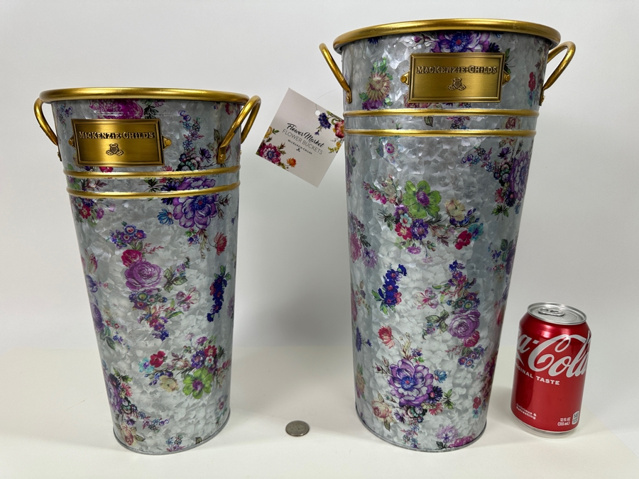 Pair of MACKENZiE-CHiLDS Flower Buckets 13'H & 15'H [Photo 5]