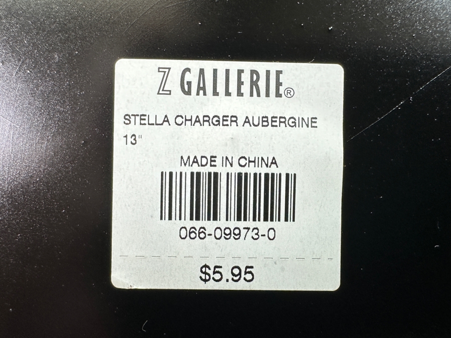 6 Z Gallerie Stella Aubergine Chargers and 8 Sur la Table Green Chargers 13'W [Photo 3]