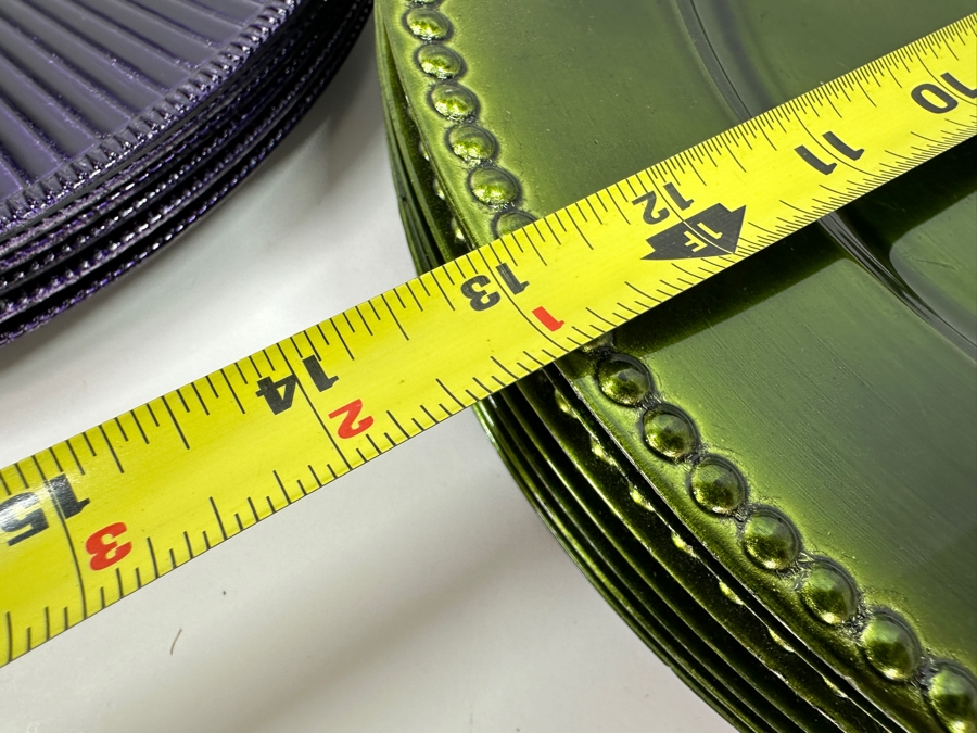 6 Z Gallerie Stella Aubergine Chargers and 8 Sur la Table Green Chargers 13'W [Photo 7]