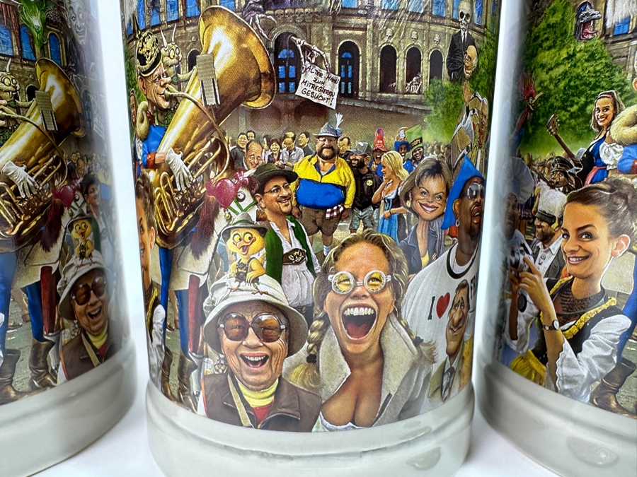 (4) Maxiwiesn Von Bernhard Prinz Rastal Satirical Ceramic 1L Beer Mugs 7.5H [Photo 5]