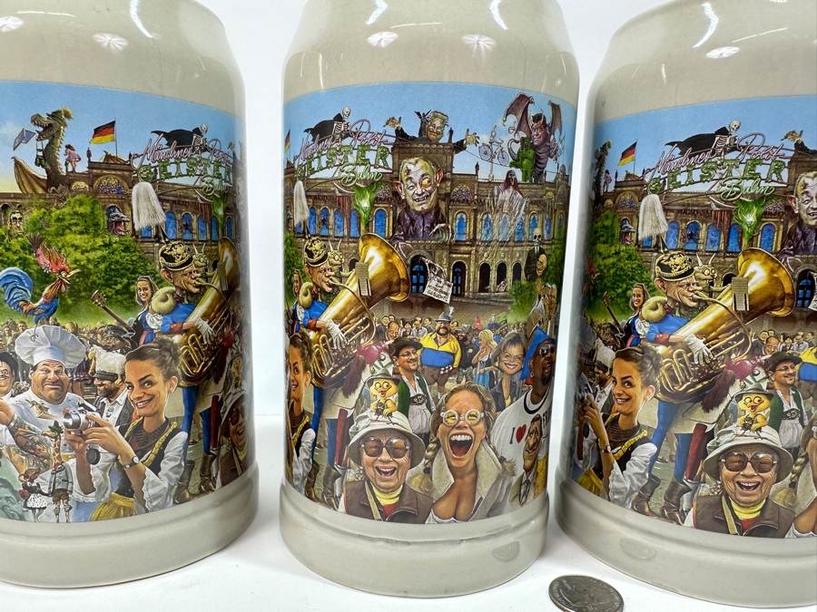 (4) Maxiwiesn Von Bernhard Prinz Rastal Satirical Ceramic 1L Beer Mugs 7.5H [Photo 2]