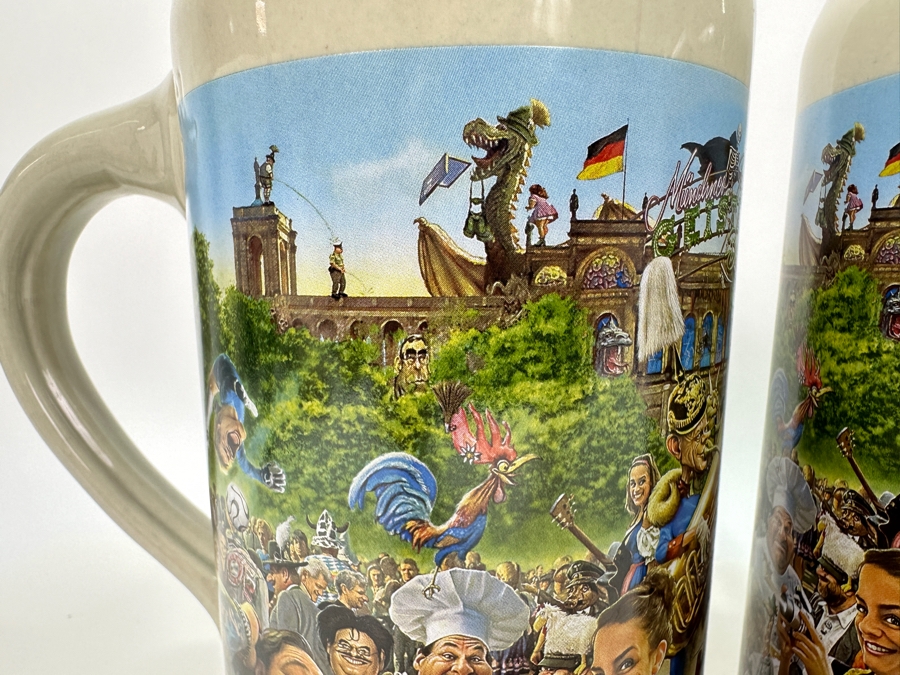 (4) Maxiwiesn Von Bernhard Prinz Rastal Satirical Ceramic 1L Beer Mugs 7.5H [Photo 8]