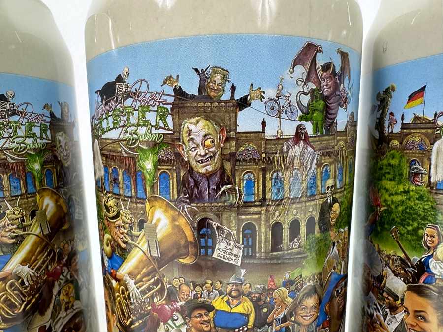 (4) Maxiwiesn Von Bernhard Prinz Rastal Satirical Ceramic 1L Beer Mugs 7.5H [Photo 4]
