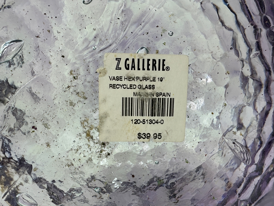Z Gallerie Hex Purple Glass Vase 19'H [Photo 3]