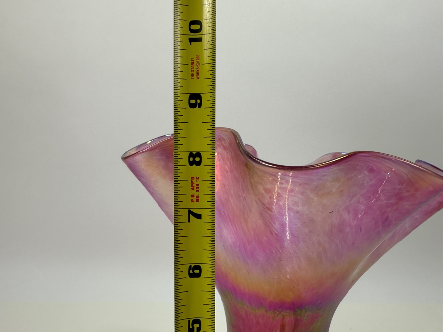 Vintage Iridescent Hand Blown Art Glass Eye Vase 8.5'H [Photo 6]