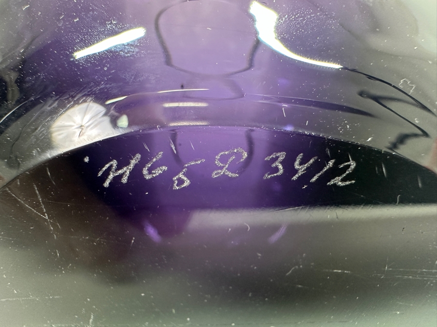 Vintage Holmegaard Glasværk Purple Heart Vase Signed HG5 PL 3412 6'W x 4.5'H [Photo 7]