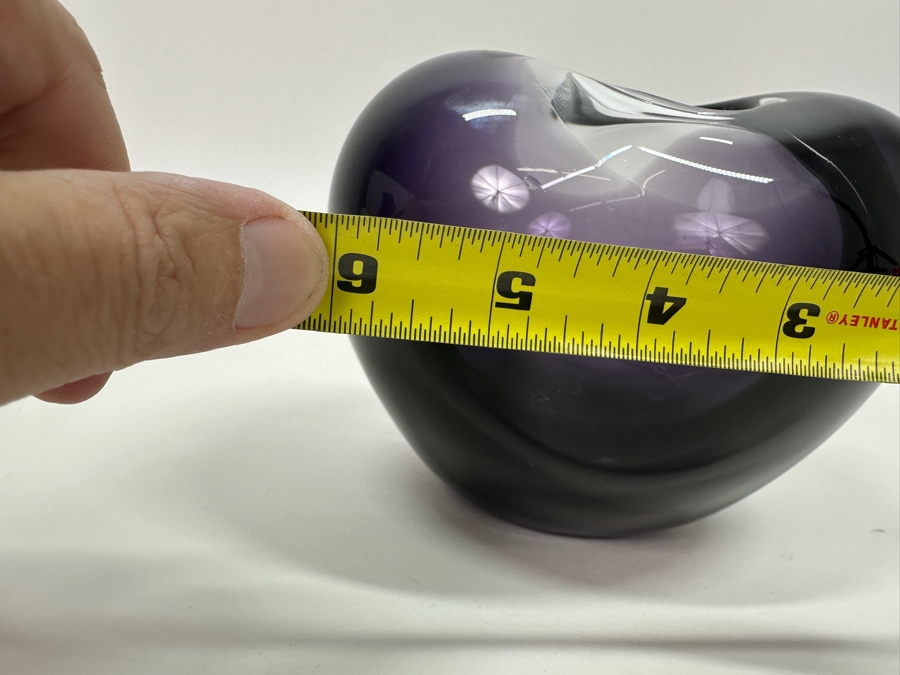 Vintage Holmegaard Glasværk Purple Heart Vase Signed HG5 PL 3412 6'W x 4.5'H [Photo 8]