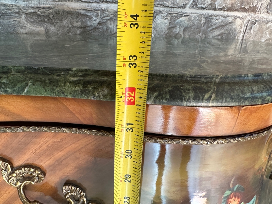 Hand Painted Serpentine Front Marble Top Chest Of Drawers 32.5W X 18.5D X 32.5H [Photo 13]