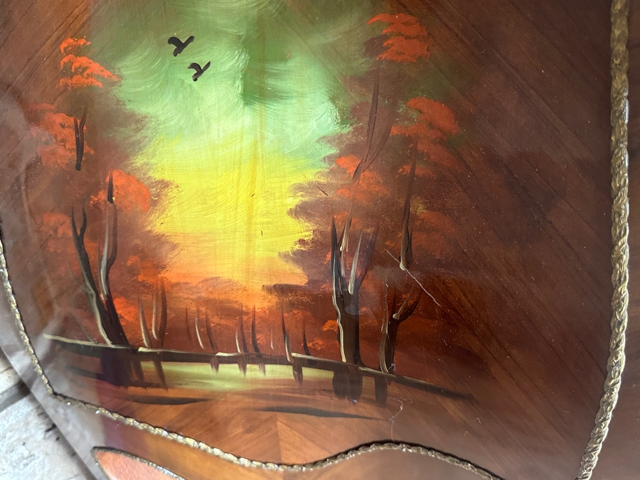 Hand Painted Serpentine Front Marble Top Chest Of Drawers 32.5W X 18.5D X 32.5H [Photo 6]