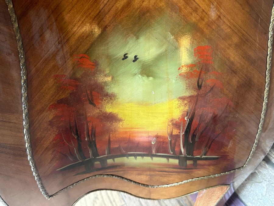 Hand Painted Serpentine Front Marble Top Chest Of Drawers 32.5W X 18.5D X 32.5H [Photo 4]