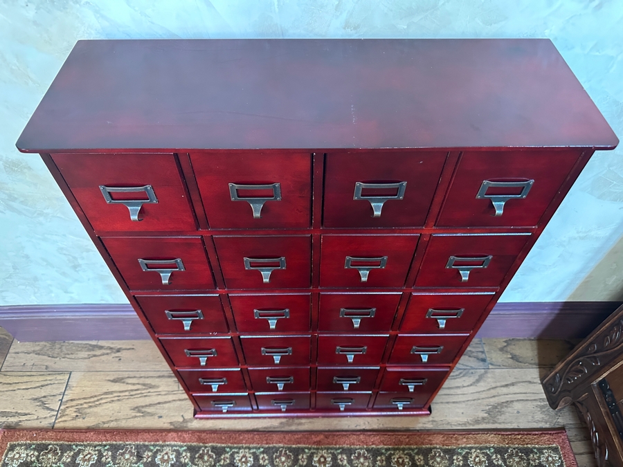 24-Drawer Wooden Library Catalog Media Jewelry Storage Cabinet 27W X 9.5D X 40H [Photo 3]