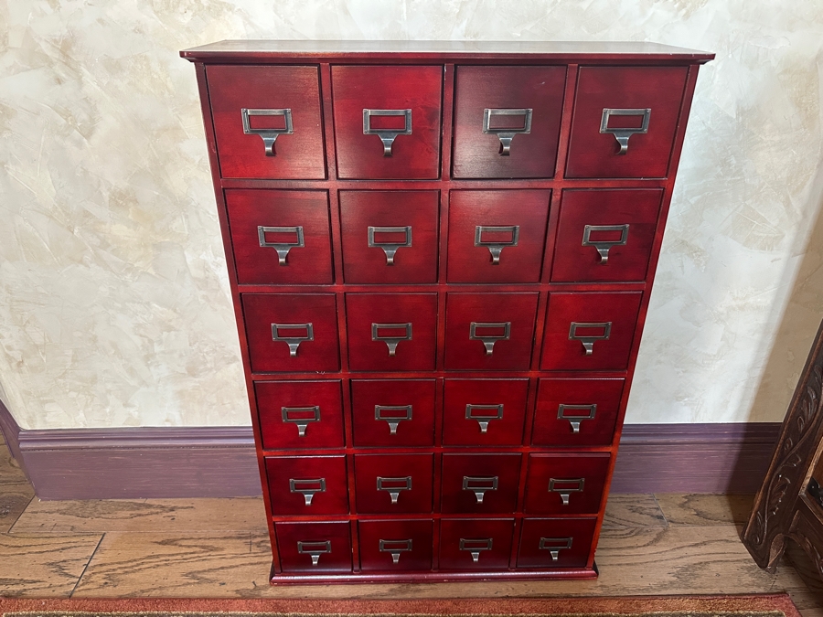 24-Drawer Wooden Library Catalog Media Jewelry Storage Cabinet 27W X 9.5D X 40H [Photo 2]
