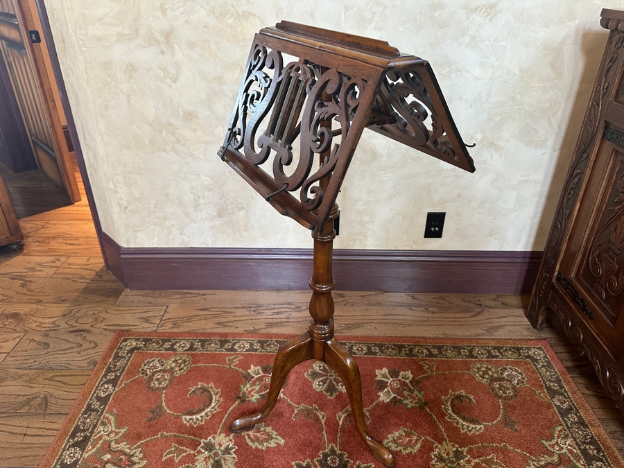 Wooden Freestanding Sheet Music Stand By Highland House Adjustable 41H [Photo 7]