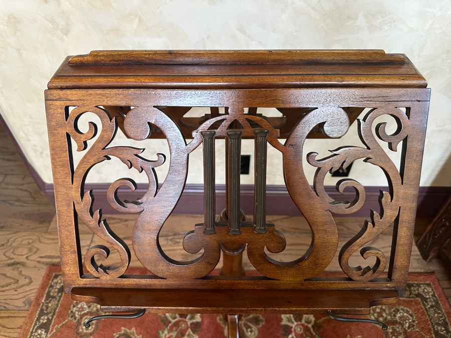 Wooden Freestanding Sheet Music Stand By Highland House Adjustable 41H [Photo 3]