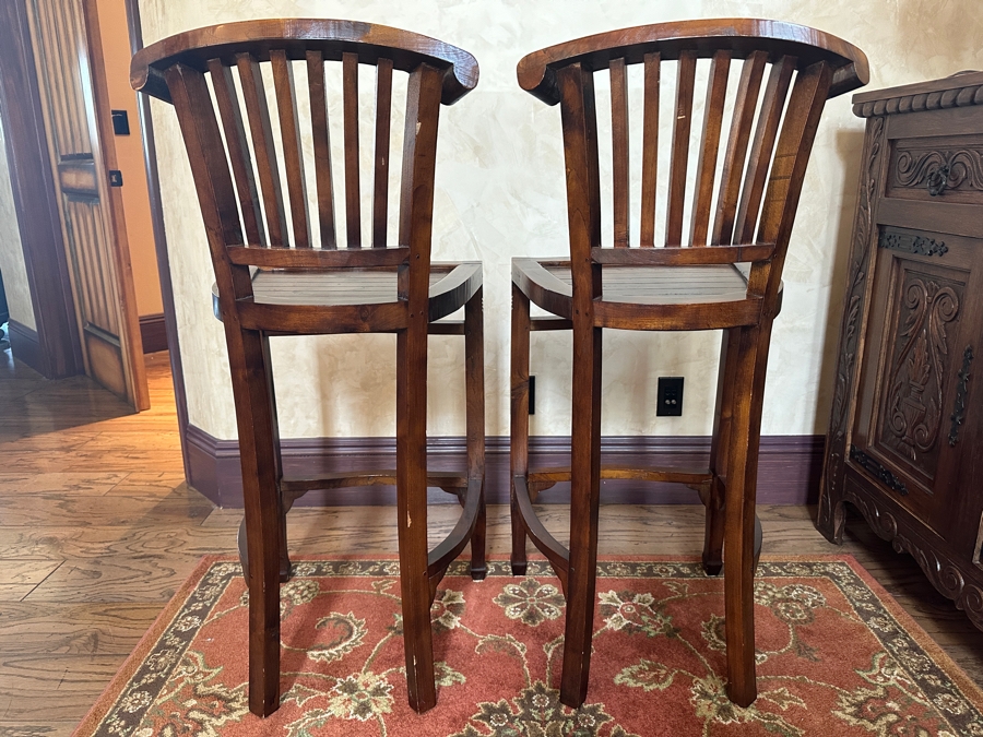 Pair Of Wooden Barstools 29'H Seat Height [Photo 4]