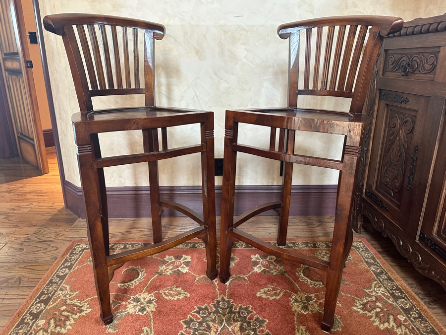 Pair Of Wooden Barstools 29'H Seat Height [Photo 3]