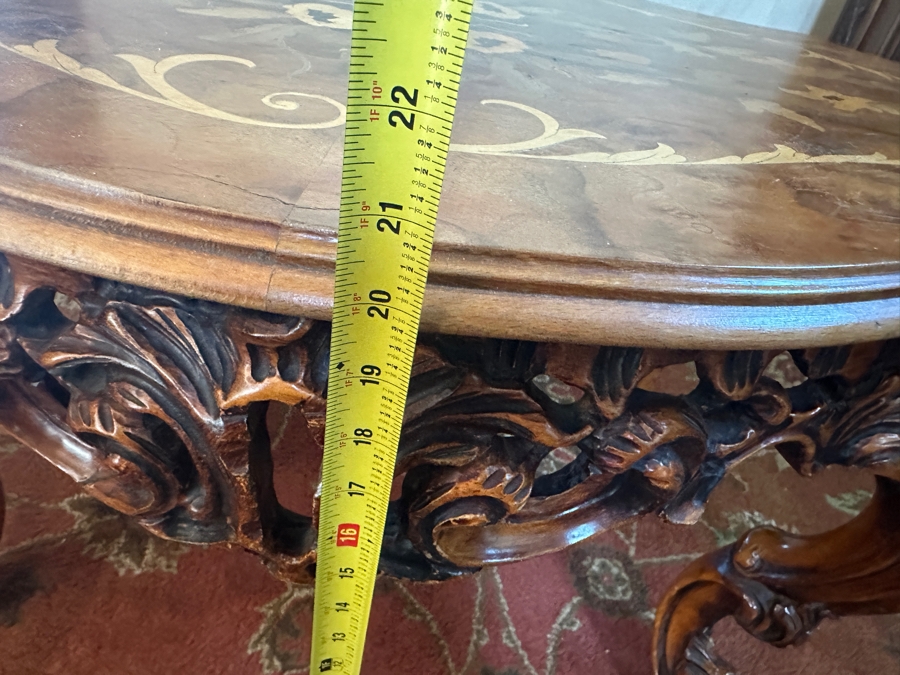 Inlaid Wooden Italian Marquetry Coffee Table 43'W x 27'D x 20.5H [Photo 13]