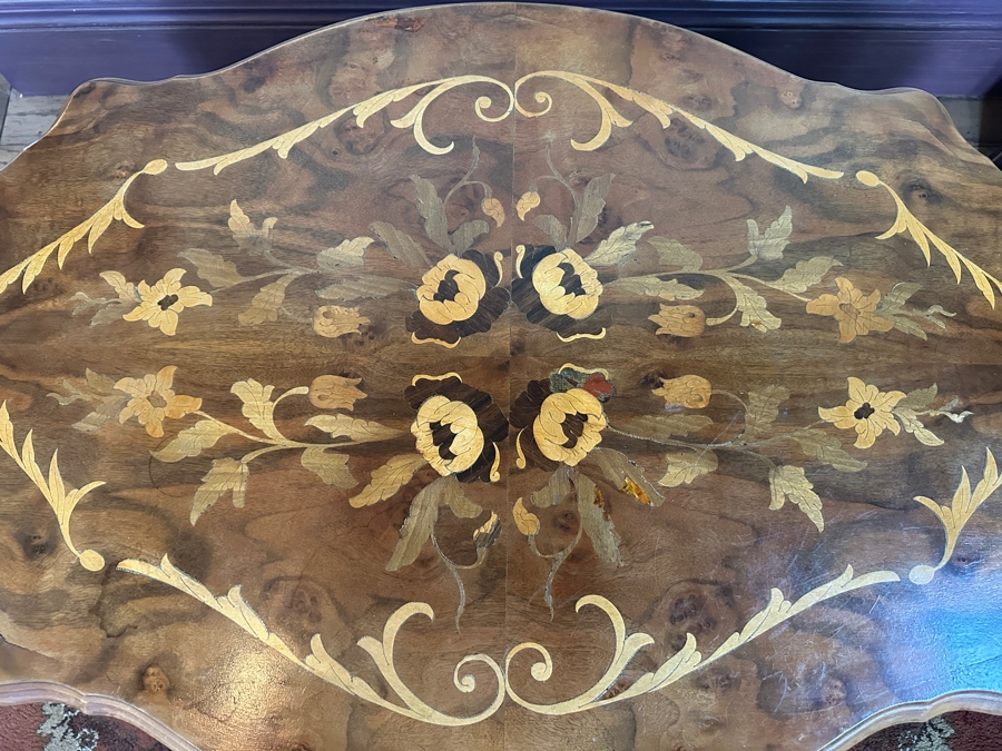 Inlaid Wooden Italian Marquetry Coffee Table 43'W x 27'D x 20.5H [Photo 5]