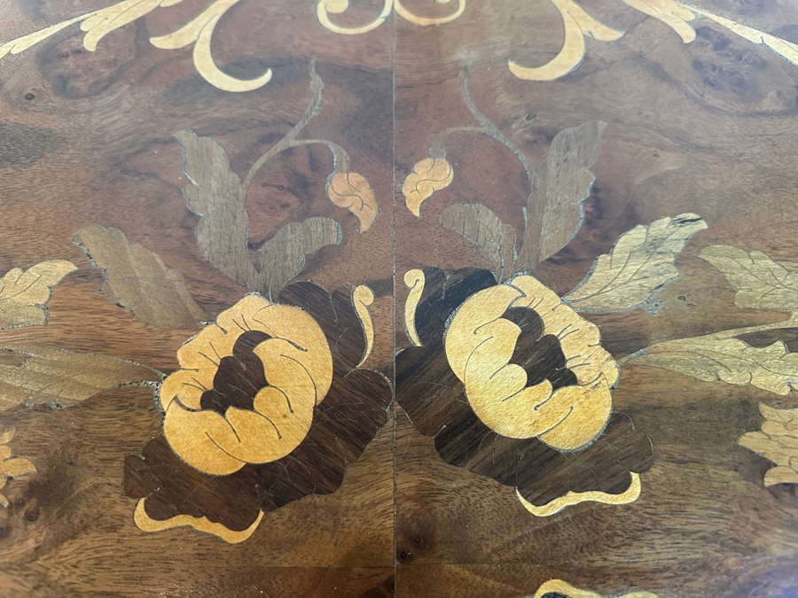 Inlaid Wooden Italian Marquetry Coffee Table 43'W x 27'D x 20.5H [Photo 6]